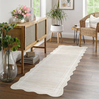 Garvee Washable Area Rug 2x8 Scalloped Rugs for Living Room Solid Carpet 2x8 Area Rugs for Bedroom Nursery Dining Room Non-Slip Stain Resistant Under Table Rug