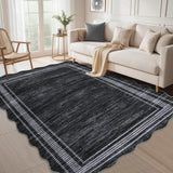 Garvee Modern Black 5x7 Abstract Washable Rug for Bedroom, Non-Slip Non-Shedding Soft Living Room Rug, Minimalist Irregular Low-Pile Throw Carpet for Dining Room Home Office - Black