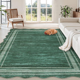 Garvee Modern Green 10x13 Large Abstract Area Washable Rug for Living Room, Non-Slip Soft Carpet for Bedroom, Irregular Low-Pile Foldable Print Accent Rug for Dining Room Home Office - Green