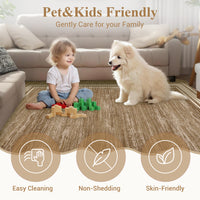 Garvee Modern Camel 2x6 Washable Runner Rug with Scalloped Edges, Non-Slip Backing, Low-Pile Soft Carpet, Durable Machine-Woven Fibers, for Hallway Entryway