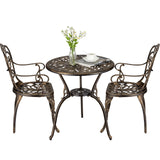 Garvee Patio Bistro Set of 3, All Weather Cast Aluminum Bistro Sets with Umbrella Hole, Outdoor Round Porch Set Patio Table and Chairs for Backyard Garden Balcony Pool, Bronze - Bronze