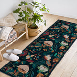 Garvee Boho Bird Area Rug Washable Floral Bedroom Low-Pile Soft Playroom Carpet, Jungle Pattern Vintage Indoor Floor Rug for Living Room and Nursery - Black