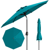 Garvee 9 ft Outdoor Patio Umbrella with 8 Sturdy Ribs, Crank Lift, Push-Button Tilt & UV-Resistant Waterproof Canopy for Pool, Deck, Yard & Garden, Turquoise - Turquoise