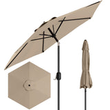 Garvee 7.5' Outdoor Patio Umbrella, Market Umbrella, 6 Sturdy Ribs UV Protection Waterproof, Tan - Tan