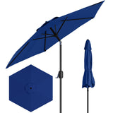 Garvee 7.5' Outdoor Patio Umbrella, Market Umbrella, 6 Sturdy Ribs UV Protection Waterproof, Navy - Navy