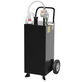 Garvee 30 Gallon Fuel Caddy with Manual Pump, 9.8 ft UV-Resistant Hose Tank Gauge Ground Clamp 2 Wheels, Portable Gas Diesel Tank for Car Boat ATV Lawn Mower, Black - Black