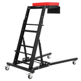Garvee Foldable Topside Automotive Creeper, 45.7"-66.3" Adjustable Height 400lbs Capacity Engine Creeper with Padded Deck & Locking Swivel Casters for Garage Workshop Repair Maintenance, H-Base - Red Black-H Base