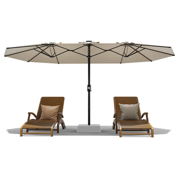 Garvee 13ft Double-Sided Patio Umbrella, Rectangular Outdoor Market Umbrella with Crank Handle, UV-Blocking Canopy for Backyard, Poolside & Deck, Beige