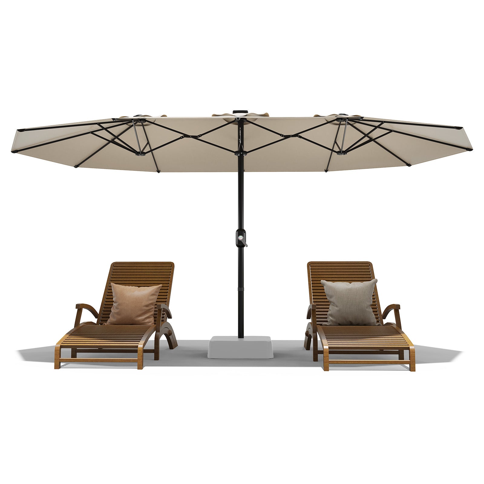 Garvee 13ft Double-Sided Patio Umbrella, Rectangular Outdoor Market Umbrella with Crank Handle, UV-Blocking Canopy for Backyard, Poolside & Deck, Beige