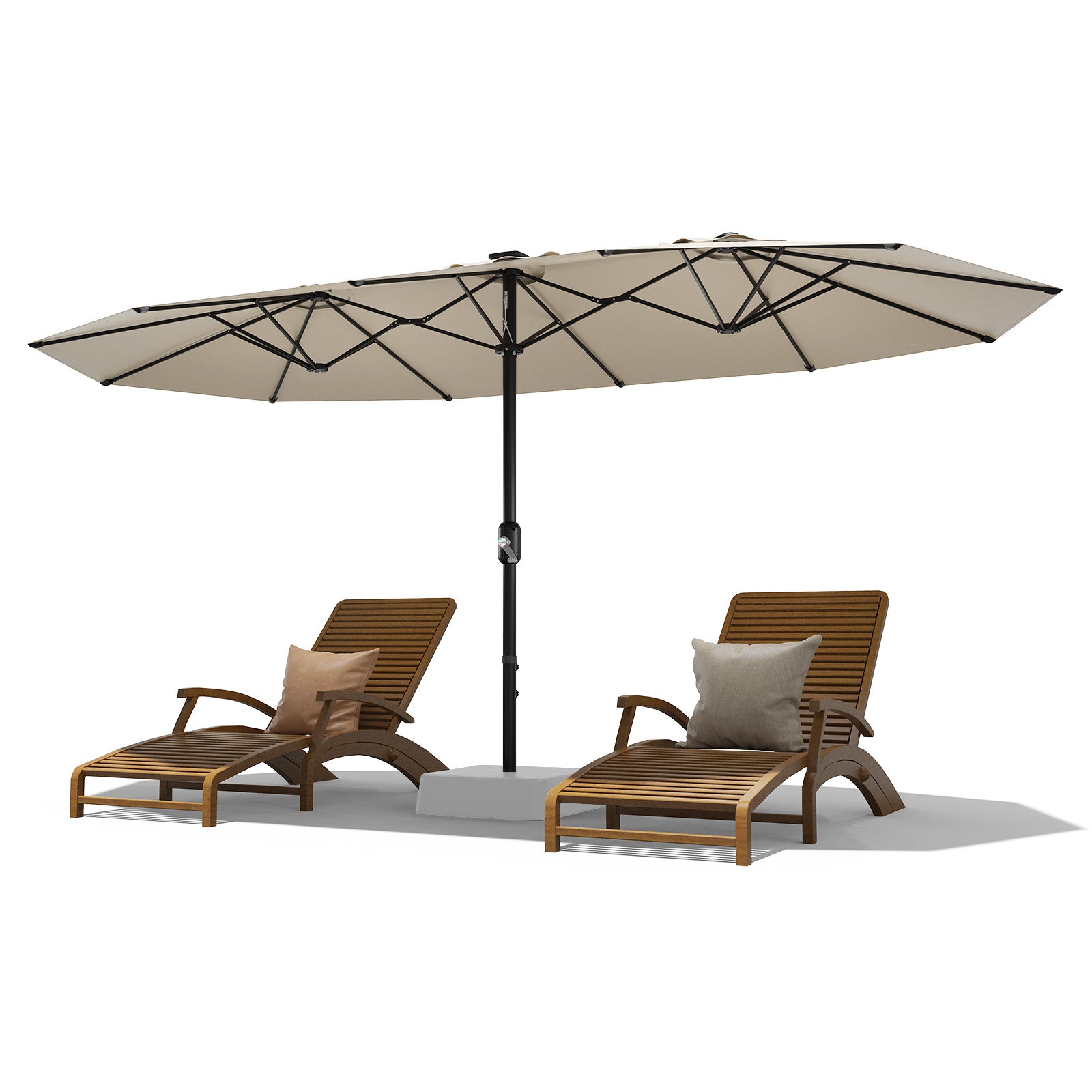 Garvee 13ft Double-Sided Patio Umbrella, Rectangular Outdoor Market Umbrella with Crank Handle, UV-Blocking Canopy for Backyard, Poolside & Deck, Beige