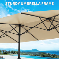 Garvee 13ft Double-Sided Patio Umbrella, Rectangular Outdoor Market Umbrella with Crank Handle, UV-Blocking Canopy for Backyard, Poolside & Deck, Beige