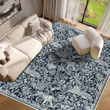 Garvee Tiger Washable Rugs 8x10 Area Rug for Living Room, Stain Resistant Soft Large Modern Bedroom Blue Floor Cover, Botanical Non Slip Ultra Thin Carpet for Dining Room Home Office - Blue