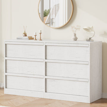 Garvee 6 Drawer Dresser Wide Antique Chest Large Storage Wooden Durable with Anti-Tip Device for Bedroom