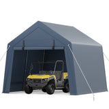 Garvee 10x10 Ft Portable Outdoor Carport Storage Shelter with Roll Up Zipper Doors, Heavy Duty/Waterproof/Anti-UV Garage Tent for Motorcycle Bike Garden Tools, Grey - Grey