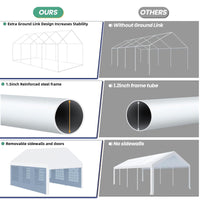 Garvee Heavy Duty Party Tent 13x26 Ft with Steel Frame, Waterproof Polyester Roof, Removable Sidewalls, Black Oxford Bags, Outdoor Events
