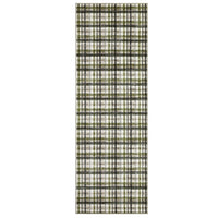 Garvee 2x8 Plaid Runner Rug Washable Non-Slip Low Pile Hallway Carpet, Soft Farmhouse Kitchen Runner for Bedroom Entryway, Green & Taupe