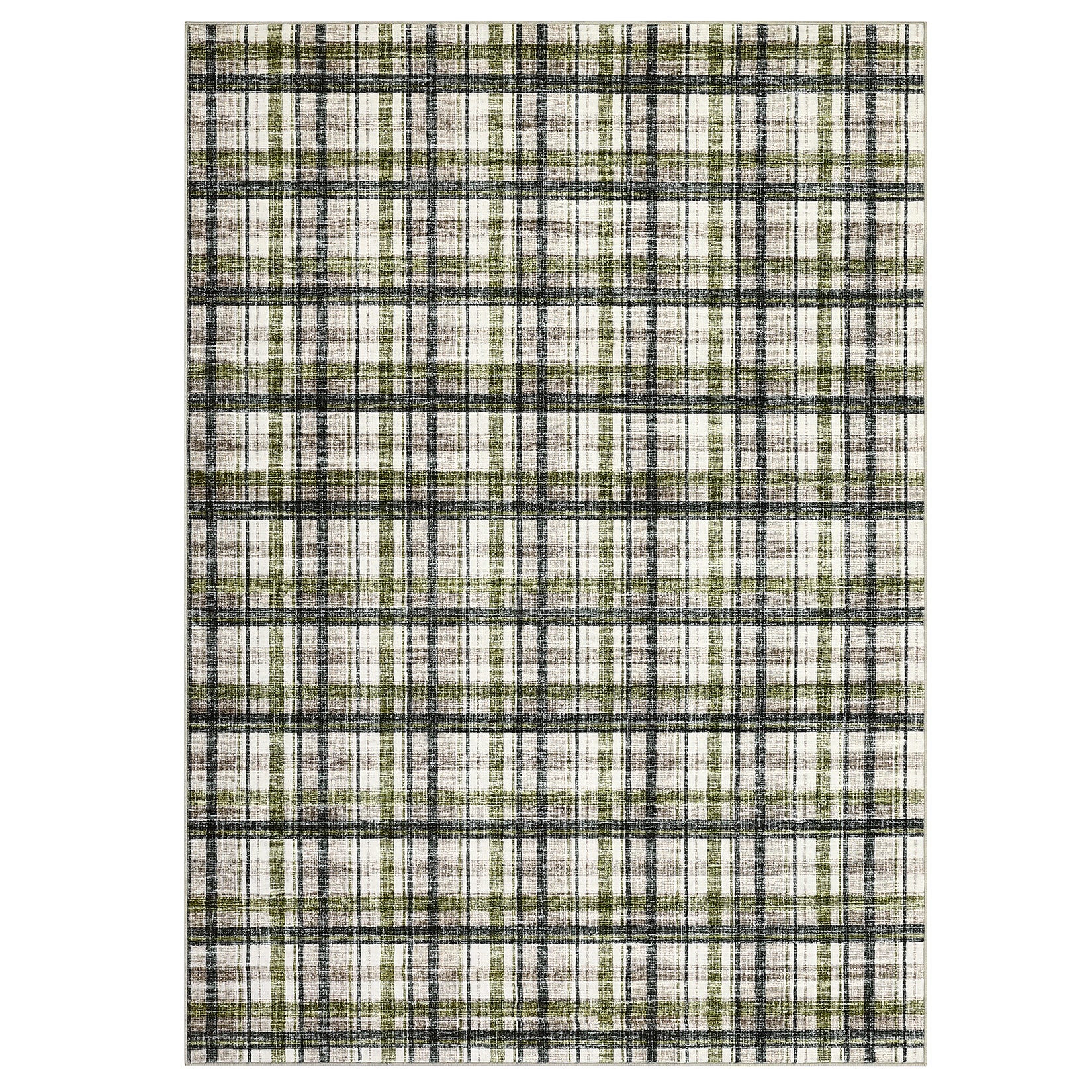 Garvee Green & Taupe 8x10 Washable Area Rug for Living Room Modern Non Slip Throw Rugs Farmhouse Large Rugs for Bedroom Low Pile Non Shedding Stain Resistant Carpet for Dining Room