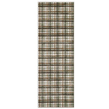 Garvee Green & Coffee 2x6 Washable Runners for Hallways Rug Modern Bathroom Rugs Non Slip Kitchen Rugs Farmhouse Low Pile Entryway Rug Soft Stain Resistant Carpet for Laundry Hallway Bedside