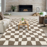 Garvee Large Washable Rug 10x13 Living Room Rug Bedroom Rug Non Slip Backing Modern Geometric Floor Carpet, Indoor Abstract Rug, Soft Low Pile Thin Rug, Foldable Printed Rug, Brown - Brown