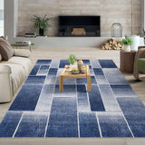 Garvee Large Area Rugs,Modern Geometric Patchwork Floor Decor for Bedroom Aesthetic Carpet, Rockwood Collection, Indoor Rugs for Living Room, Dining Room, Nursery, Office, Machine Washable Rug,9x12 Ft Blue - Blue