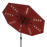 Garvee 10' Solar Patio Umbrella with 40 LED Lights, Outdoor Market Umbrella with Auto-Tilt Crank & Weather-Resistant Canopy, Red - Red