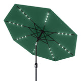 Garvee 10' Solar Patio Umbrella with 40 LED Lights, Outdoor Market Umbrella with Auto-Tilt Crank & Weather-Resistant Canopy, Dark Green - Dark Green