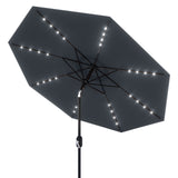 Garvee 10' Solar Patio Umbrella with 40 LED Lights, Outdoor Market Umbrella with Auto-Tilt Crank & Weather-Resistant Canopy, Grey - Grey