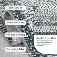 Garvee Bordered Grey 2x8 Washable Runner Rug, Distressed Farmhouse Print, Ultra-Thin Non-Slip Polyester Mat with Cozy Texture for Kitchen, Bedroom, Entryway