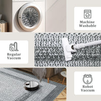 Garvee 5x7 Braided Print Area Rug Washable Non Slip Low Pile Soft Large Carpet Grey for Living Room Bedroom Dining Room Office