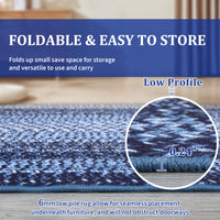 Garvee Bordered Navy Blue 2x6 Area Rug, Braided Print Washable Rug Non-Slip Hallway Runners Entryway Rug Runner Ultra-Thin Farmhouse Kitchen Mat Bedroom Bedside Laundry Distressed Rug Non-Shedding Accent Carpet