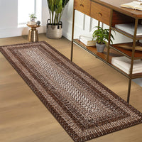 Garvee Bordered Brown 2x6 Braided Distressed Runner, Washable Non Slip Non-Shedding Ultra-Thin Carpet for Entryway Hallway & Bedroom Bedside