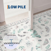 Garvee Modern 8x10 Rug Floral Insect Print Non-Slip Machine Washable Ultra-Soft Beige Indoor Carpet for Living Room Bedroom Nursery