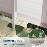 Garvee Modern Green 8x10 Washable Rugs for Bedroom, Abstract Living Room Area Rug Soft Non Slip, Ultra Thin Low Pile Contemporary Large Carpet for Dining Room Home Office