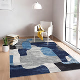 Garvee Modern Blue 5x7 Washable Rugs for Living Room Bedroom, Abstract Non Slip Area Rugs for Dining Room, Indoor Contemporary Large Carpet for Home Office, Foldable Lightweight Accent Rugs - Blue
