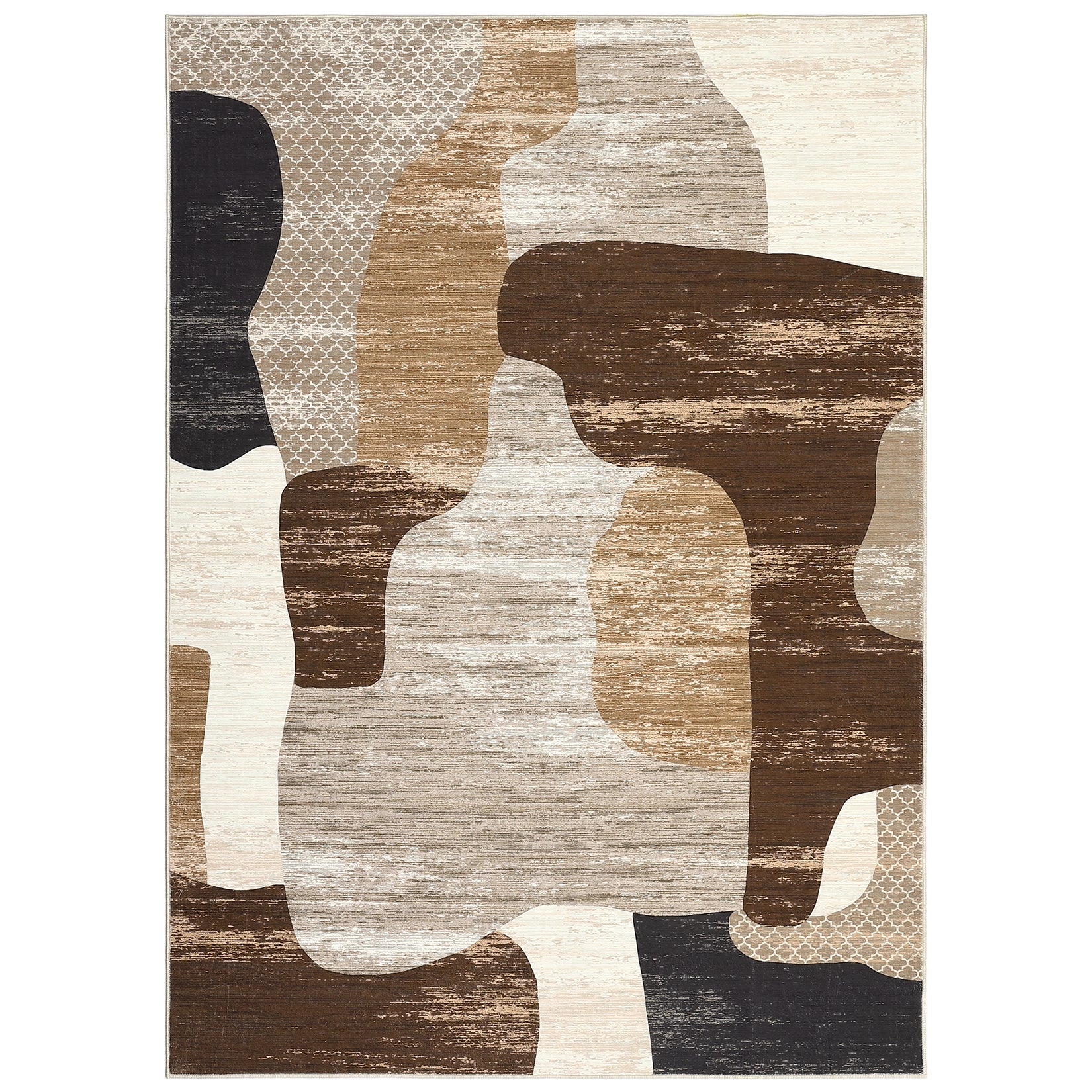 Garvee Modern Brown 10x13 Abstract Area Rugs - Soft Low Pile, Non-Slip Backing - Washable, Lightweight Foldable - Brown - Living Room, Bedroom, Office