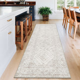 Garvee Vintage Runners for Hallways 2x6 Washable Hall Carpet Runner Geometric Farmhouse Kitchen Rug Non-Slip Entryway Long Rugs for Indoor Hallway Bedroom Kitchen Laundry - Cream White