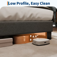 Garvee King Size Bed Frame with Adjustable Headboard, Fabric Upholstered and Wooden Slats Support Platform Bed Frame, Heavy Duty Mattress Foundation, Easy Assembly, Dark Grey