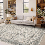 Garvee 5x7 Washable Area Rugs for Living Room,Faux Wool Soft Moody Floral Boho Vintage Oriental Indoor Carpet Rug for Bedroom Dining Room,Beige - Beige