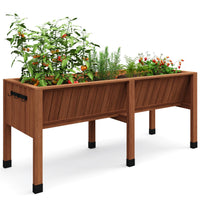 Garvee 72" × 26" × 31" Cedar Raised Garden Bed with Legs, 13.7" Deep Elevated Planter Box with Liner, Drainage Hole & Tool Hooks, Acorn Brown