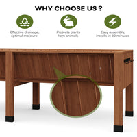 Garvee 72" × 26" × 31" Cedar Raised Garden Bed with Legs, 13.7" Deep Elevated Planter Box with Liner, Drainage Hole & Tool Hooks, Acorn Brown