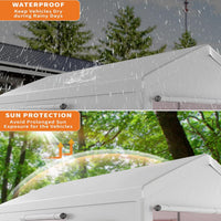 Garvee 10x20ft Portable Garage Carport Heavy Duty Steel Frame Removable Sidewalls Roll-Up Windows 180G PE Tarp Yellow Outdoor Shelter