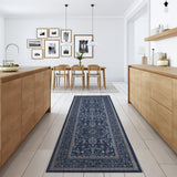 Garvee 2'x6' Runner Rug Boho Vintage Floral Rug Stain Resistant for Bedroom Dining Room Entryway Kitchen Playroom Low Pile Non Slip Soft Thin Carpet Dark Blue - Navy Blue