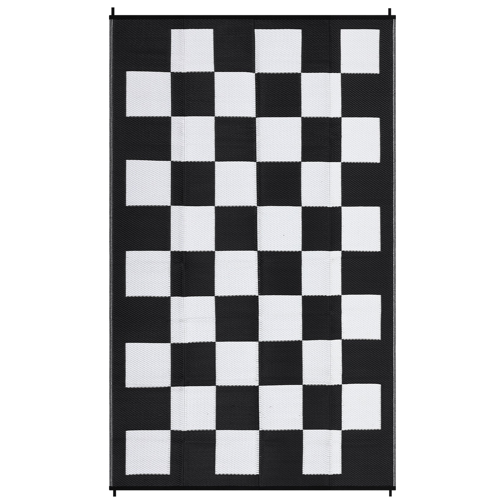 Garvee Large Waterproof Outdoor Rug 10x14 Plastic Straw UV-Resistant Reversible Foldable Checkboard Mat for Picnic Deck Backyard