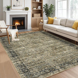 Garvee Persian Olive Brown 5x7 Living Room Rugs Washable Soft Vintage Distressed Polypropylene Non-Slip Foldable Area Rug for Bedroom Dining Room - Olive Brown