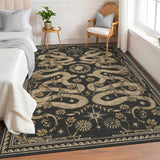 Garvee Snake Washable Rugs 9x12 Area Rug Non Slip Forest Design Dark Grey for Living Room Bedroom Dining Room Office - Dark Gray