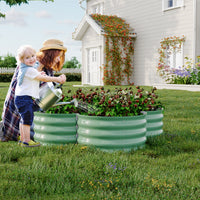 Garvee 2-Pack Galvanized Raised Garden Beds, 4' × 4' × 1' Metal Planter Boxes with Open Base, Green