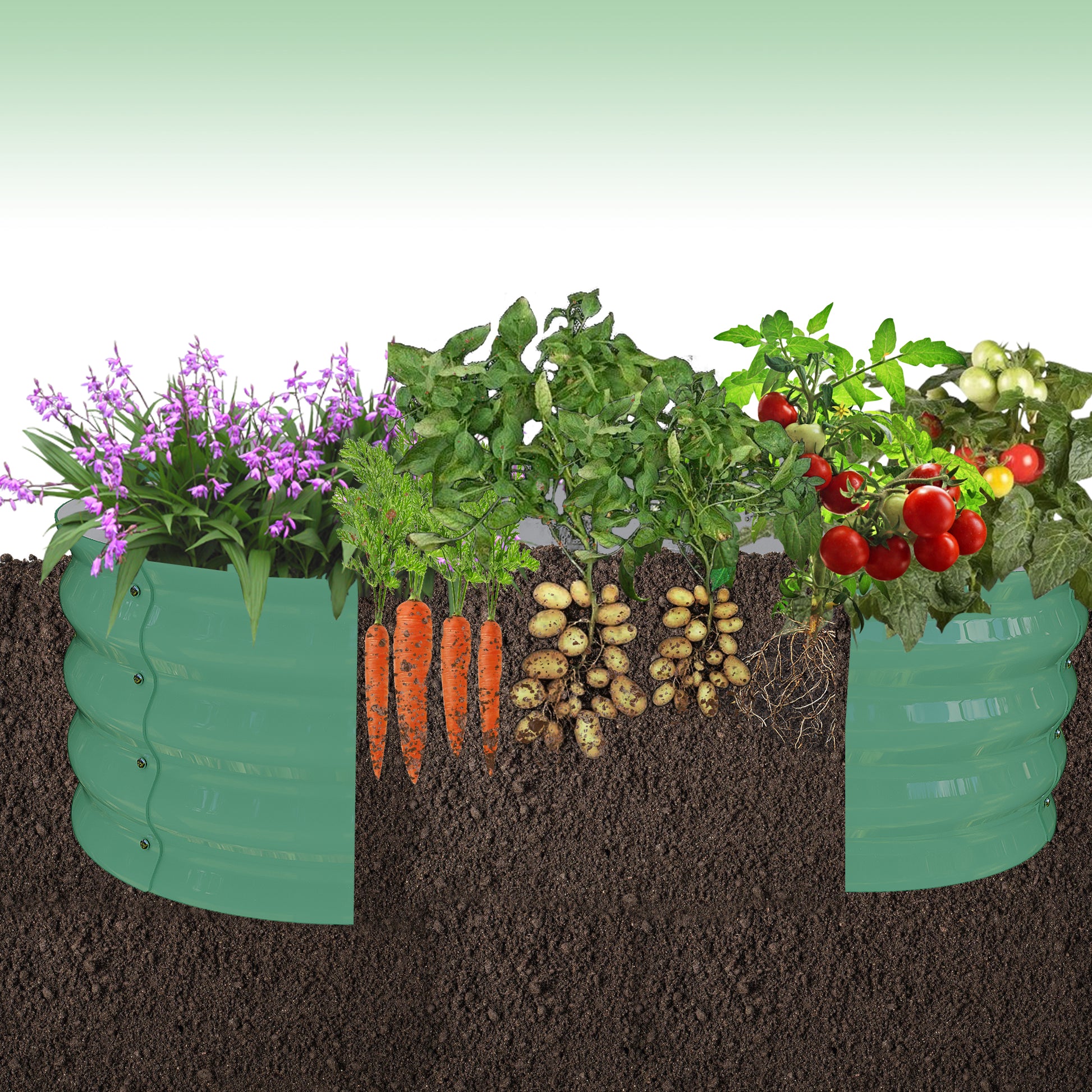 Garvee 2-Pack Galvanized Raised Garden Beds, 4' × 4' × 1' Metal Planter Boxes with Open Base, Green