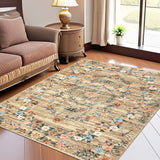 Garvee Modern Florla Brown 9x12 Area Rug Washable Rugs Soft Touch Throw Carpet Non Shedding Stain Resistant Throw Carpet With Non-Slip Backing For Bedroom Nursery Apartment Living Room - Brown