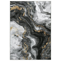 Garvee Abstract Living Room Rugs 8x10 Large Contemporary Accent Carpet with Non-Slip Backing, Easy Cleaning Indoor Mat, Ultra-Soft Neutral Floor Carpet for Dining Room, Office, Black