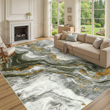 Garvee Large Area Rugs 9x12 Non-Slip Modern Abstract Indoor Carpet Mat, Non-Shedding Neutral Living Room Rugs, Stain-Resistant Low Pile Floor Cover for Bedroom, Kitchen, Green - Green